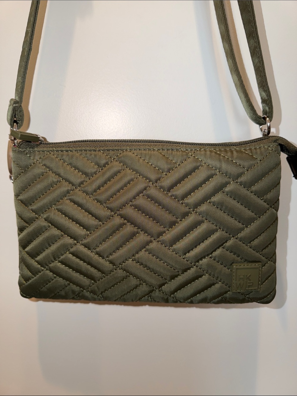 Ihkwip Triple Entry Quilted Olive Green Crossbody Clutch